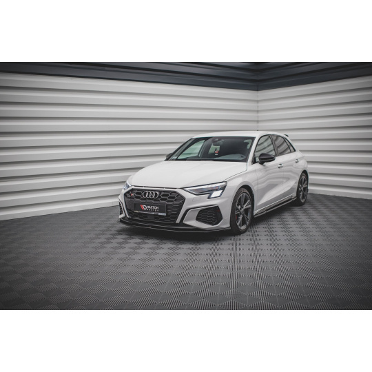 Maxton Design spoiler pod přední nárazník pro Audi A3 8Y, černý lesklý plast ABS, S-Line