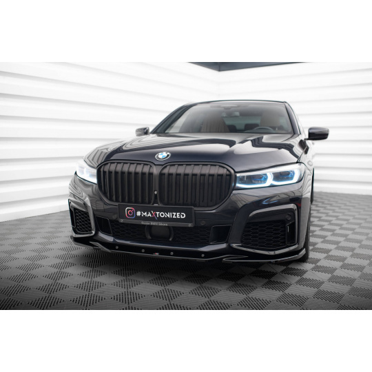 Maxton Design spoiler pod přední nárazník ver.3 pro BMW řada 7 G11 Facelift M-Pack, černý lesklý plast ABS