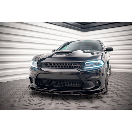 Maxton Design spoiler pod přední nárazník pro Dodge Charger Mk7 Facelift SRT, černý lesklý plast ABS