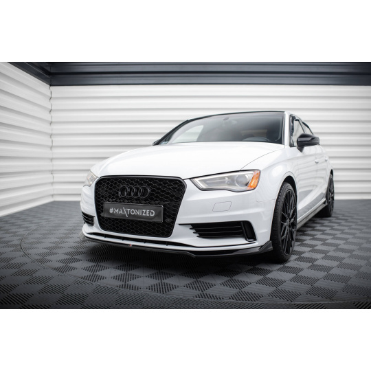 Maxton Design spoiler pod přední nárazník ver.2 pro Audi A3 8V, černý lesklý plast ABS, Sedan