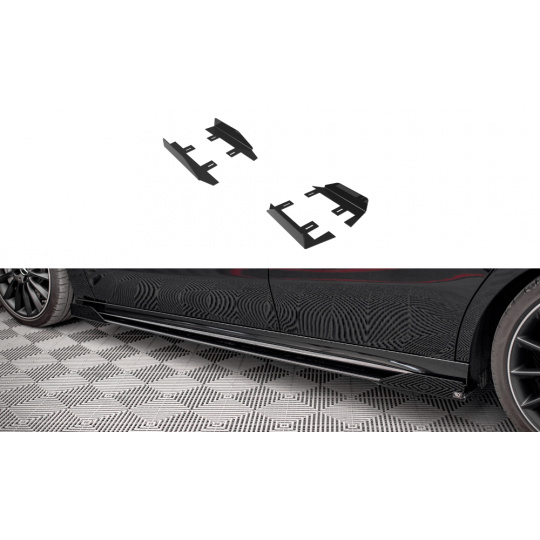 Maxton Design křidélka bočních difuzorů pro Mercedes třída A W177 A35 AMG Aero, W177 AMG-Line Aero, černý lesklý plast ABS