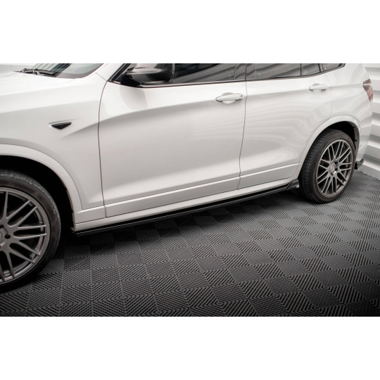 Maxton Design difuzory pod boční prahy pro BMW X3 F25 M-Pack, černý lesklý plast ABS
