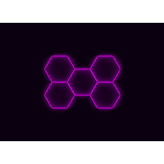 Kompletní LED hexagonové svítidlo růžové, rozměr: 5 elementů 238 x 168 cm