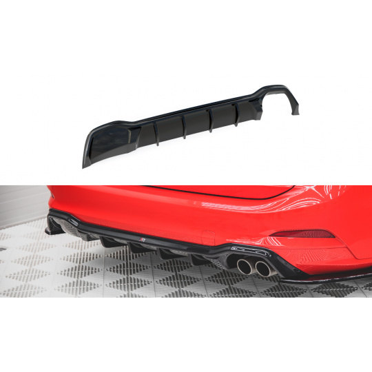 Maxton Design vložka zadního nárazníku pro Ford Focus ST-Line Mk4, černý lesklý plast ABS, Combi