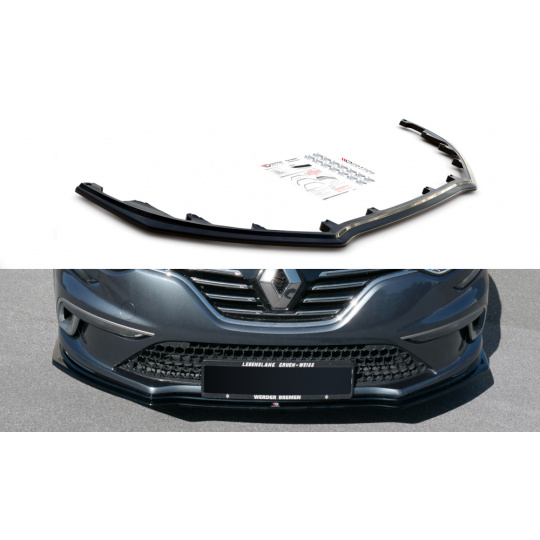 Maxton Design spoiler pod přední nárazník pro Renault Megane Mk4, černý lesklý plast ABS