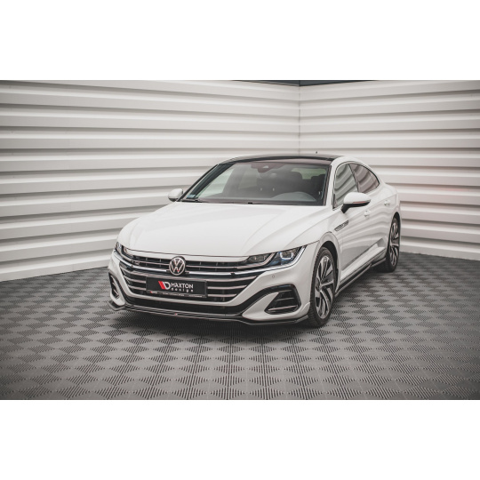 Maxton Design spoiler pod přední nárazník ver.3 pro Volkswagen Arteon R-Line Facelift, černý lesklý plast ABS