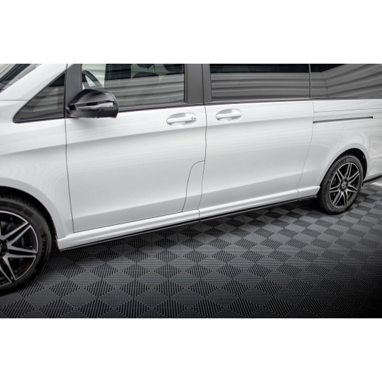 Maxton Design difuzory pod boční prahy pro Mercedes třída V W447F, černý lesklý plast ABS, AMG-line Extra Long