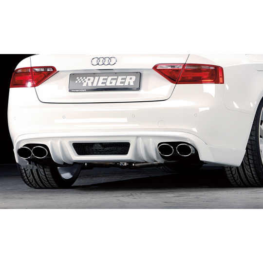 Rieger spoiler pod zadní nárazník pro Audi A5 B8, B81 kabriolet, kupé před faceliftem r.v. 06/07-07/11, plast ABS bez povrchové úpravy, pro dvojité koncovky na obou stranách 4x115x85 mm Rieger spoiler pod zadní nárazník pro Audi A5 B8, B81 kabriolet, kupé před faceliftem r.v. 06/07-07/11, plast ABS bez povrchové úpravy, pro dvojité koncovky na obou stranách 4x115x85 mm