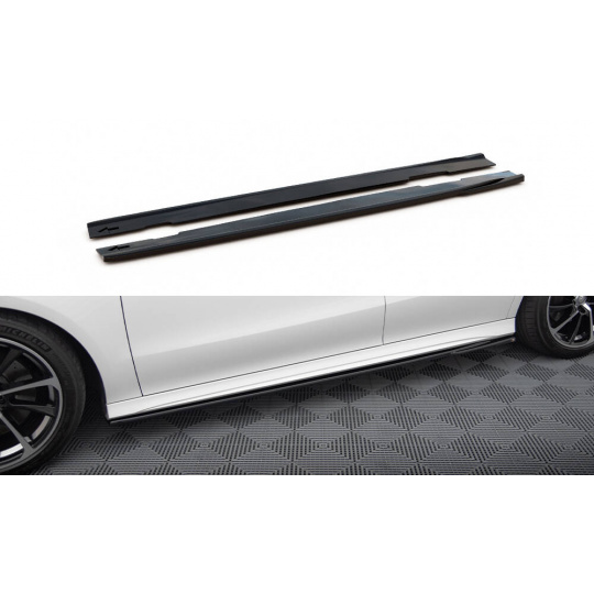 Maxton Design difuzory pod boční prahy pro Mercedes CLA C118/AMG-Line, černý lesklý plast ABS
