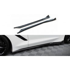 Maxton Design difuzory pod boční prahy ver.2 pro Chevrolet Corvette C7, černý lesklý plast ABS