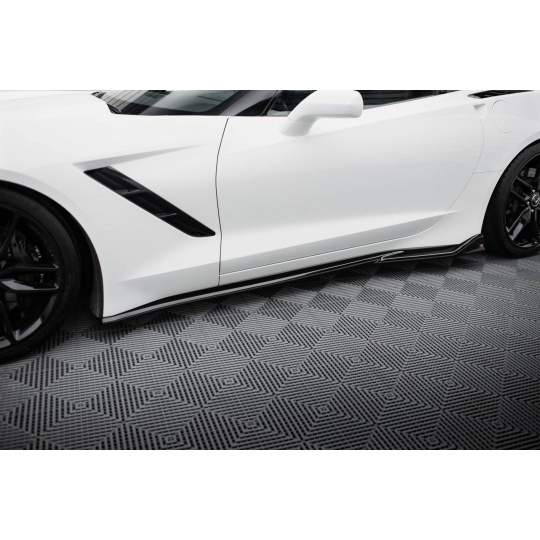 Maxton Design difuzory pod boční prahy ver.2 pro Chevrolet Corvette C7, černý lesklý plast ABS