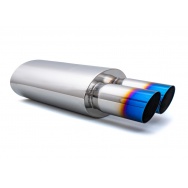 Sportovní nerezový výfuk (tlumič) univerzální - koncovka 2x 76mm, TitanLook