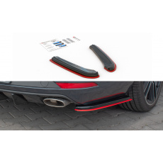 Maxton Design boční difuzory pod zadní nárazník ver.2 pro Seat Leon Cupra Mk3 Facelift, černý lesklý plast ABS, s červenou linkou, ST (combi)