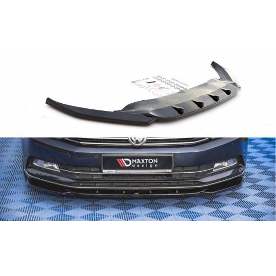 Maxton Design spoiler pod přední nárazník pro Volkswagen Passat Mk8 (B8), černý lesklý plast ABS