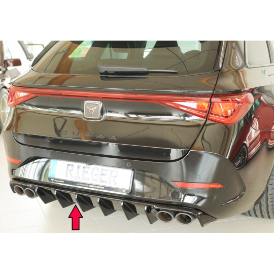 Rieger vložka zadního nárazníku (pro vozy s tažným zařízením) pro Cupra Leon KL 5-dvéř. (ST/sportstourer), plast ABS lakovaný do černé lesklé barvy