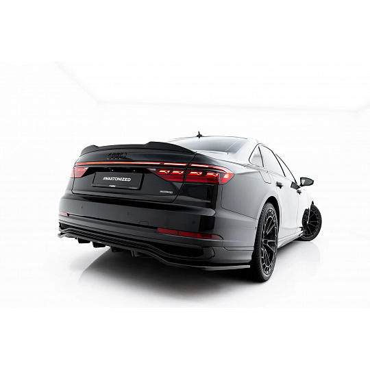 Maxton Design spoiler pod zadní nárazník s žebrováním pro Audi A8 D5 Facelift, černý lesklý plast ABS, S-Line Long
