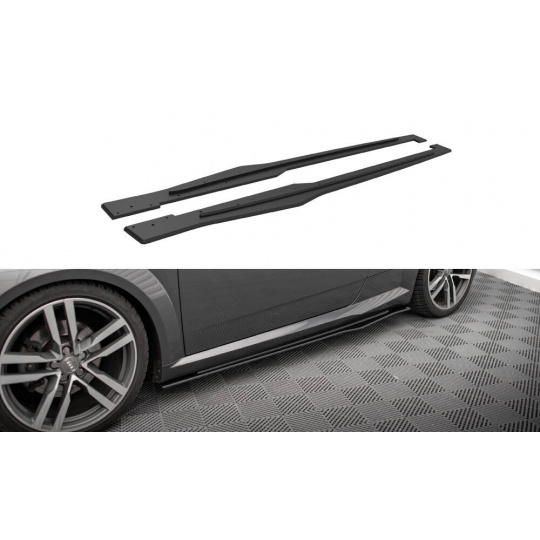 Maxton Design "Street Pro" difuzory pod boční prahy pro Audi TT 8S, plast ABS bez povrchové úpravy, s červenou linkou, S-Line