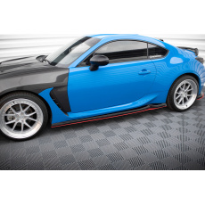 Maxton Design difuzory pod boční prahy ver.2 pro Toyota GR86 Mk1, černý lesklý plast ABS, s červenou linkou
