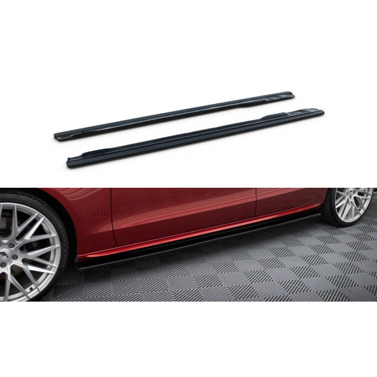 Maxton Design difuzory pod boční prahy pro Audi A5, S5 8T, černý lesklý plast ABS