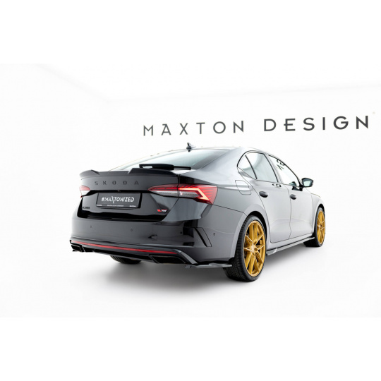 Maxton Design difuzory pod zadní nárazník ver.1 pro Škoda Octavia RS Mk4, Mk4 Facelift, černý lesklý plast ABS, Liftback / Combi