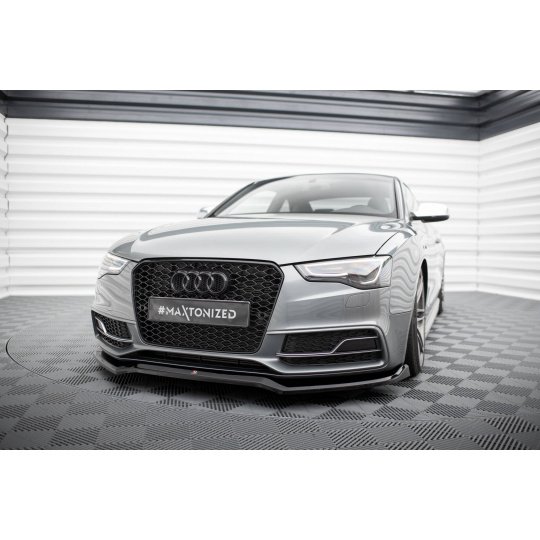 Maxton Design spoiler pod přední nárazník ver.4 pro Audi S5 8T FL, černý lesklý plast ABS, Coupe/Sportback