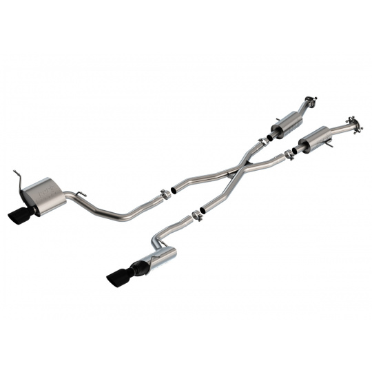 Borla Cat-Back výfukový systém "S-Type" pro Jeep Grand Cherokee 3,6l s automatickou převodovkou, 2WD/AWD, 4-dvéř., Laredo, Limited, Oveland, Trailhawk, r.v. 2014-2020, typ koncovek: černé