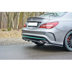 Maxton Design středový spoiler pod zadní nárazník pro Mercedes CLA C 117 Facelift/AMG-Line, černý lesklý plast ABS