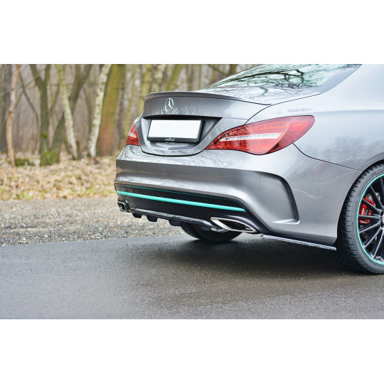 Maxton Design středový spoiler pod zadní nárazník pro Mercedes CLA C 117 Facelift/AMG-Line, černý lesklý plast ABS