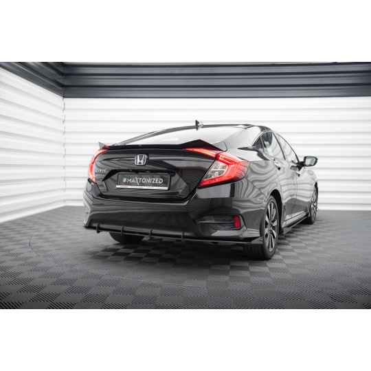 Maxton Design "Street Pro" boční difuzory pod zadní nárazník s křidélky pro Honda Civic Mk10, plast ABS bez povrchové úpravy, s černou a červenou linkou