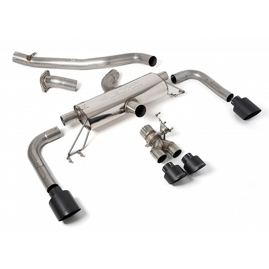 Milltek Sport výfukový systém secondary cat-back 76.2mm / 3" bez rezonátoru (hlasitější) pro Toyota Corolla GR Corolla 1.6 Turbo 2023-2024, typ koncovek: GT černé
