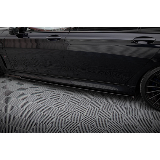 Maxton Design difuzory pod boční prahy ver.2 pro BMW řada 7 G12, černý lesklý plast ABS, long M-Pack