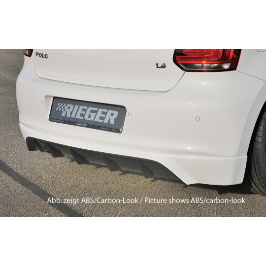 Rieger spoiler pod zadní nárazník pro Volkswagen Polo 6 6R 3-dvéř., 5-dvéř. před faceliftem r.v. 04/09-01/14, plast ABS bez povrchové úpravy, pro orig. koncovku vlevo