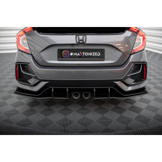 Maxton Design "Street Pro" boční difuzory pod zadní nárazník pro Honda Civic Mk10 Sport, plast ABS bez povrchové úpravy, s černou a červenou linkou