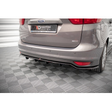 Maxton Design středový spoiler pod zadní nárazník s žebrováním pro Ford C-max Mk2, černý lesklý plast ABS