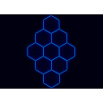 Kompletní LED hexagonové svítidlo modré, rozměr: 9 elementů 246 x 386 cm