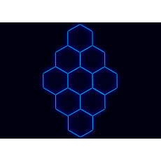 Kompletní LED hexagonové svítidlo modré, rozměr: 9 elementů 246 x 386 cm Kompletní LED hexagonové svítidlo modré, rozměr: 9 elementů 246 x 386 cm