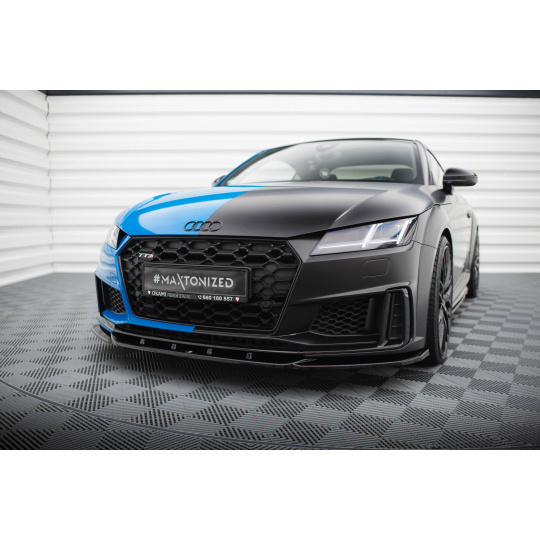 Maxton Design spoiler pod přední nárazník ver.2 pro Audi TT S 8S Facelift, černý lesklý plast ABS