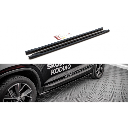 Maxton Design difuzory pod boční prahy pro Škoda Kodiaq Standard, černý lesklý plast ABS