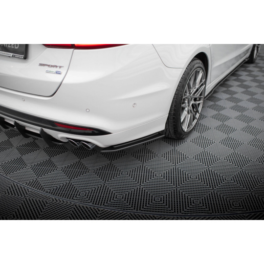 Maxton Design "Street Pro" boční difuzory pod zadní nárazník pro Ford Mondeo Mk5 Facelift, plast ABS bez povrchové úpravy, s červenou linkou, Sport