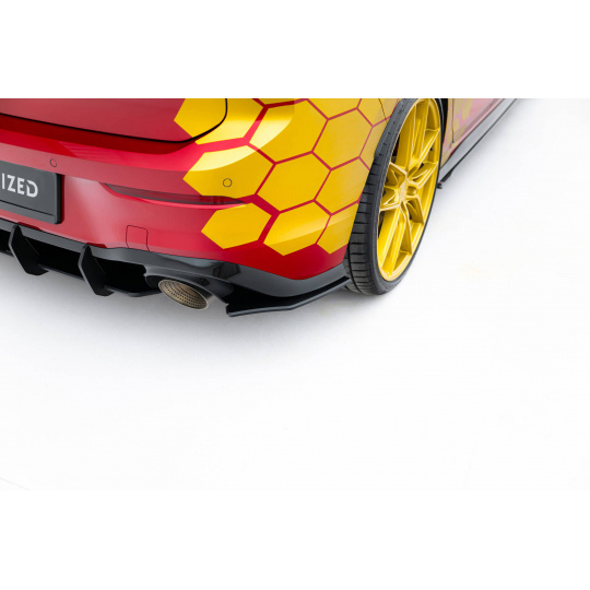 Maxton Design "Racing durability" boční difuzory pod zadní nárazník pro Volkswagen Golf GTI Mk8, plast ABS bez povrchové úpravy, Clubsport, s červenou linkou