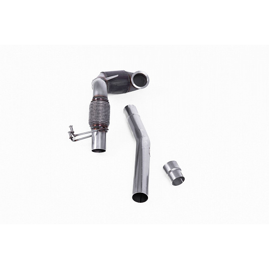 Milltek Sport litinový downpipe s Race katalyzátorem bez rezonátoru pro Volkswagen Polo GTI 2.0 TSI (AW 5-dvéř.) bez GPF/OPF 2018-2019, pro OE Cat Back systém