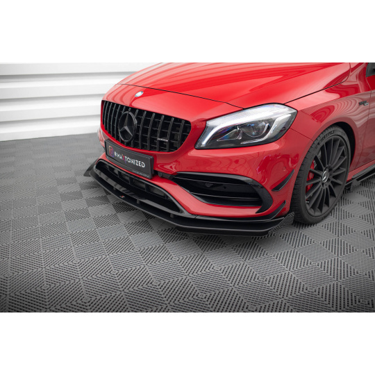 Maxton Design rohové spoilery pod přední nárazník pro Mercedes třída A W176 Facelift A45 AMG, plast ABS bez povrchové úpravy