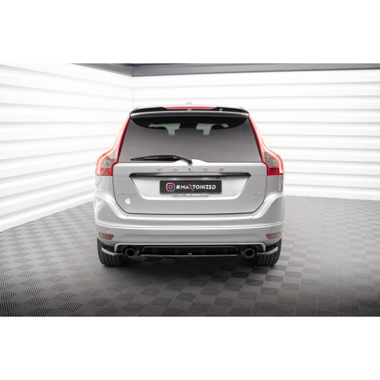 Maxton Design středový spoiler pod zadní nárazník pro Volvo XC60 Mk1 Facelift R-Design, černý lesklý plast ABS