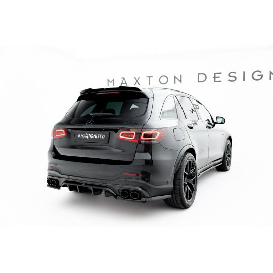 Maxton Design spoiler pod zadní nárazník s žebrováním pro Mercedes GLC SUV/X253 Facelift /43 AMG, černý lesklý plast ABS