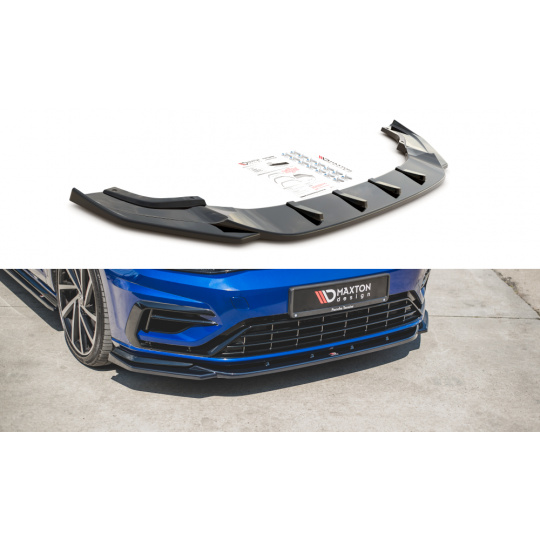 Maxton Design spoiler pod přední nárazník ver.9 pro Volkswagen Golf R Mk7 Facelift, černý lesklý plast ABS