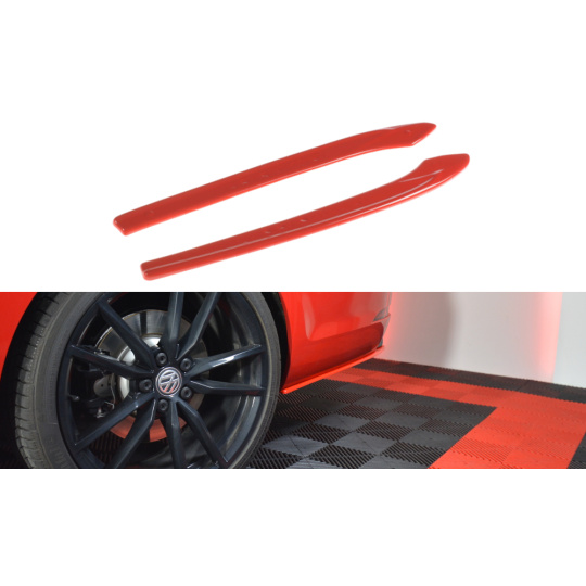 Maxton Design boční difuzory pod zadní nárazník ver.2 pro Volkswagen Golf R Mk7 Facelift, červený lesklý plast ABS