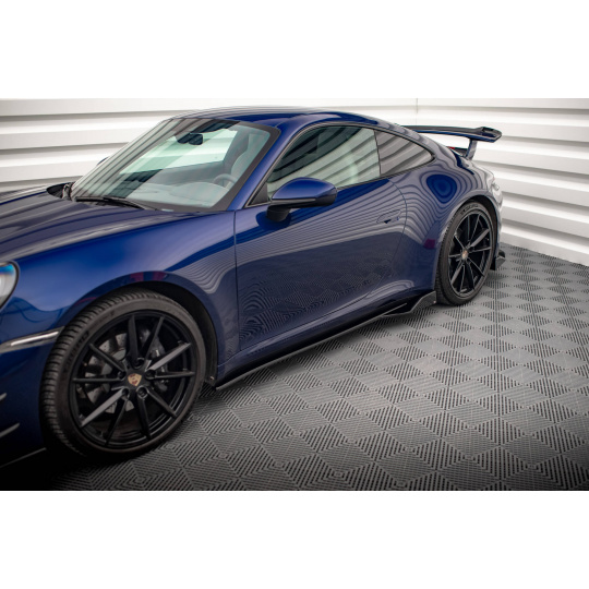 Maxton Design difuzory pod boční prahy ver.2 pro Porsche 911 992 Carrera/Carrera S Aero, černý lesklý plast ABS