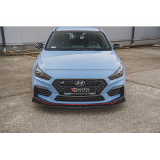 Maxton Design "Racing durability" spoiler pod přední nárazník s rohovými splittery pro Hyundai i30 N Mk3, černý lesklý plast ABS, s černou a červenou linkou Maxton Design "Racing durability" spoiler pod přední nárazník s rohovými splittery pro Hyundai i30 N Mk3, černý lesklý plast ABS, s černou a červenou linkou