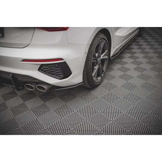 Maxton Design "Street Pro" boční difuzory pod zadní nárazník pro Audi S3 8Y, plast ABS bez povrchové úpravy