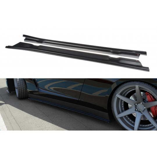 Maxton Design difuzory pod boční prahy pro Nissan GT-R R35, černý lesklý plast ABS
